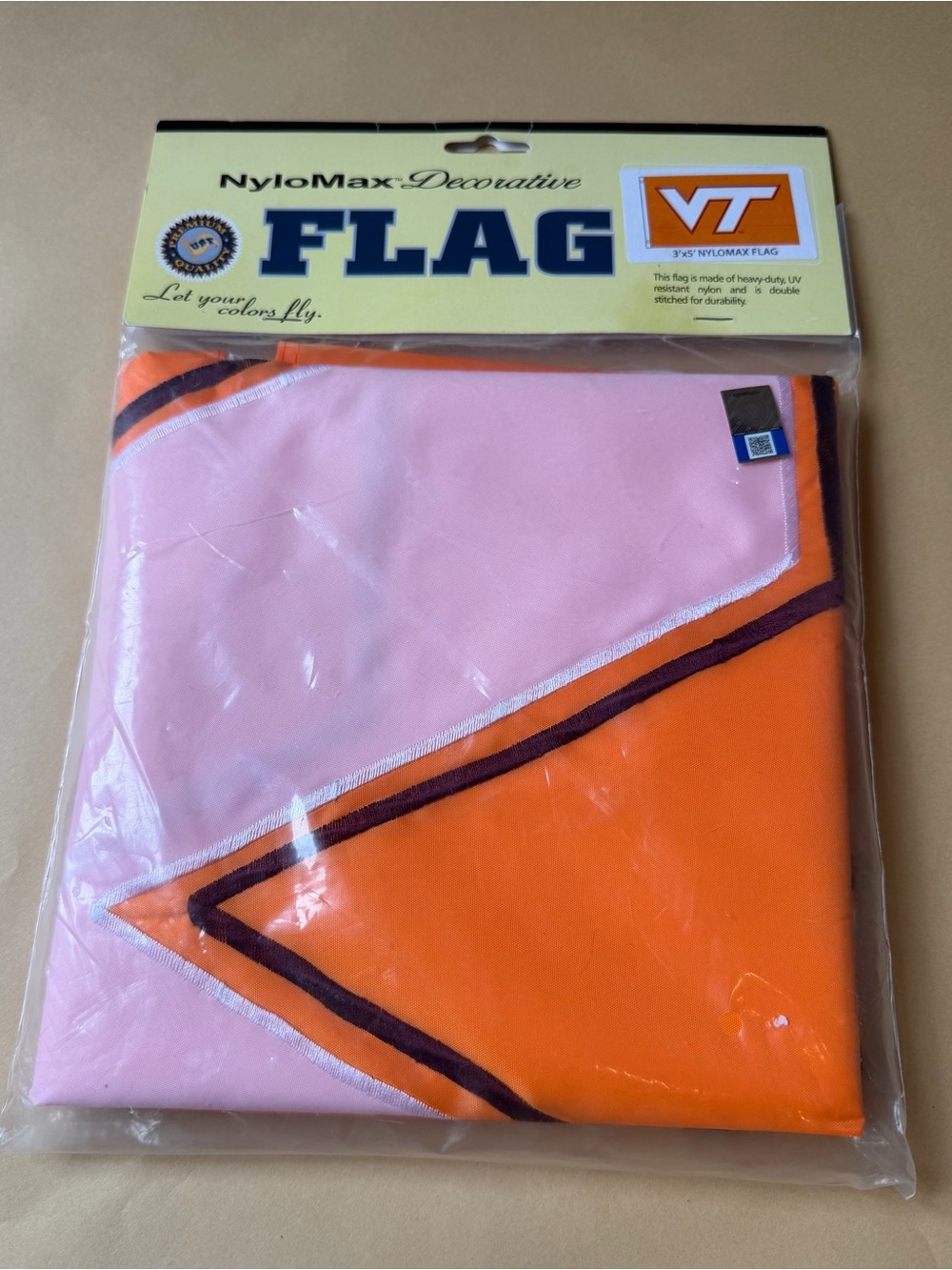 Virginia Tech VT 3âx5â NyloMax Nylon Flag Officially Licensed NWT